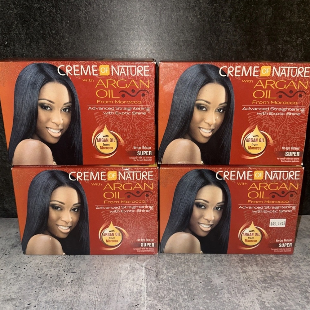 4 Creme of Nature Argan Oil No Lye Relaxer Super For Course Thick Hair Texture